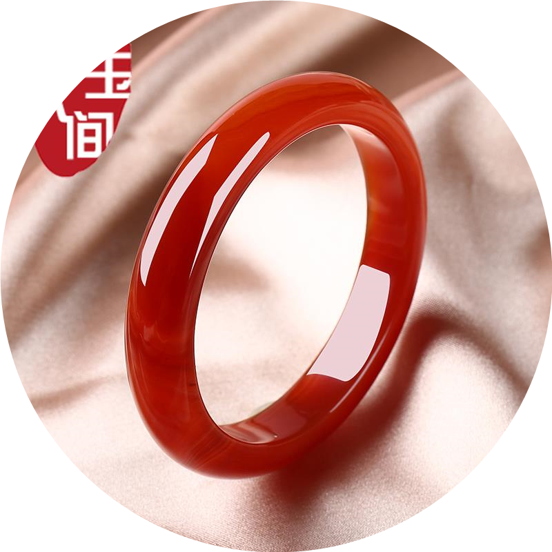 彩玉正品巴西红玛瑙玉手镯女款少女玉镯子本命年旺夫冰种玉髓手镯