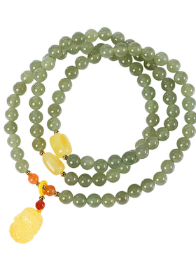 和田玉青玉手链多宝三层国风手串