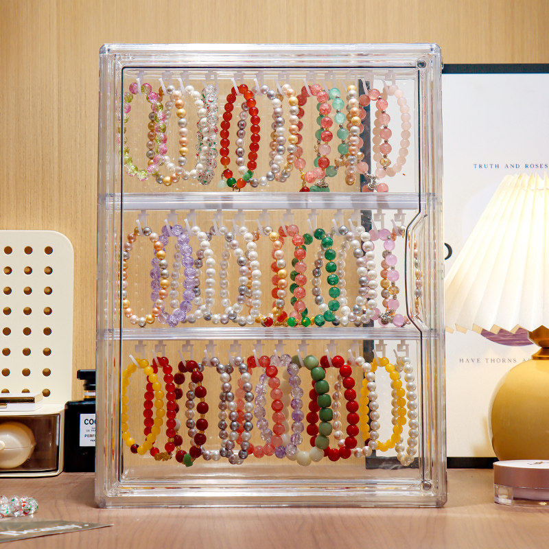 水晶diy手串收纳盒透明防尘手镯手链钥匙扣挂件首饰品收藏展示柜