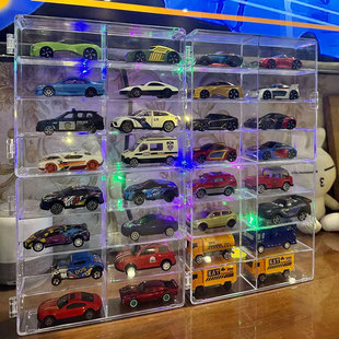 风火轮收纳盒合金小汽车模型TOMICA1:64儿童玩具多美卡透明收藏架