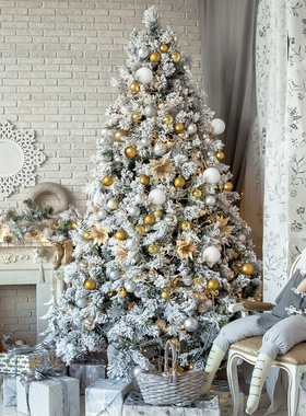 圣诞树家用加密发光小落雪树套餐1.5M/1.8/2.1/3米大型豪华植绒树