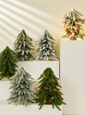 小号喷白积雪仿真圣诞树家用客厅桌面仿真树圣诞场景布置摆件