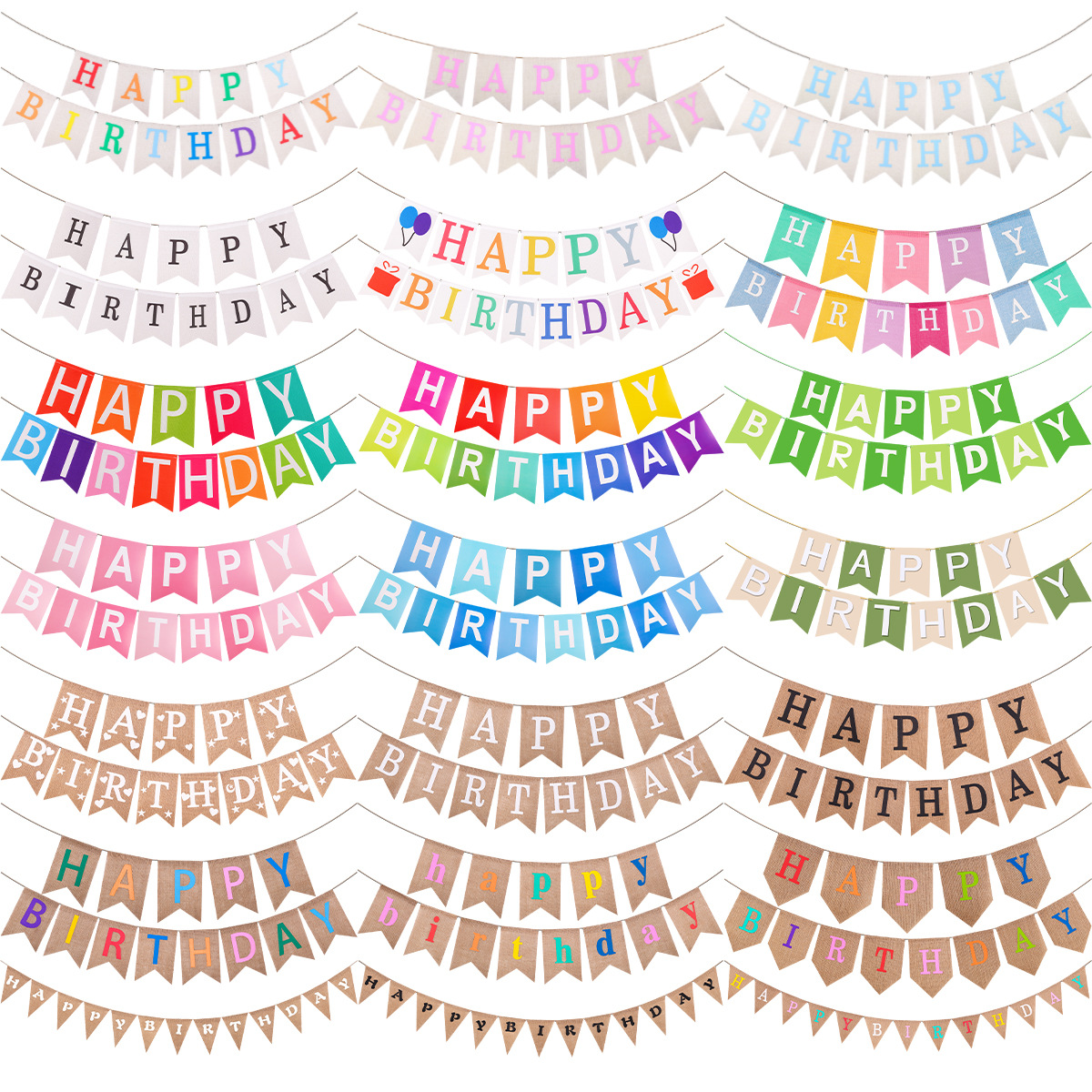 生日拉旗燕尾旗聚会装饰派对场景布置生日快乐拉旗横幅拉花