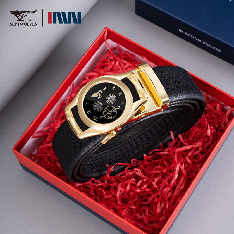 七匹狼男士皮带真皮自动扣腰带正品2026新款休闲高档牛皮男款裤带