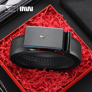 七匹狼真皮男皮带2026新款时尚百搭腰带商务自动扣牛皮裤腰带礼盒