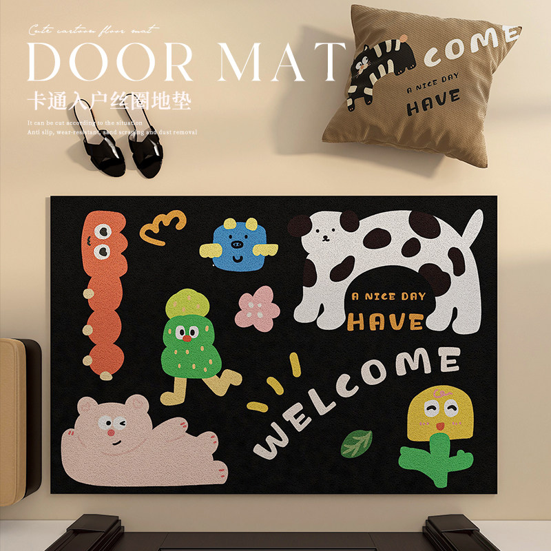 入户门地垫丝圈免洗耐脏可裁剪卡通趣味脚垫进门门口地毯玄关门垫,居家布艺,入户地垫,淘宝优惠券,粉丝福利购,淘宝优惠卷