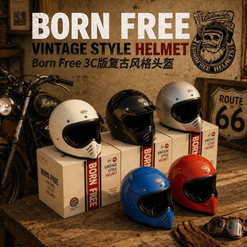 Bornfree小盔体3C复古全盔