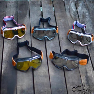 复古摩托车头盔骑行风镜大框防风护目镜近视镜男女34盔踏板