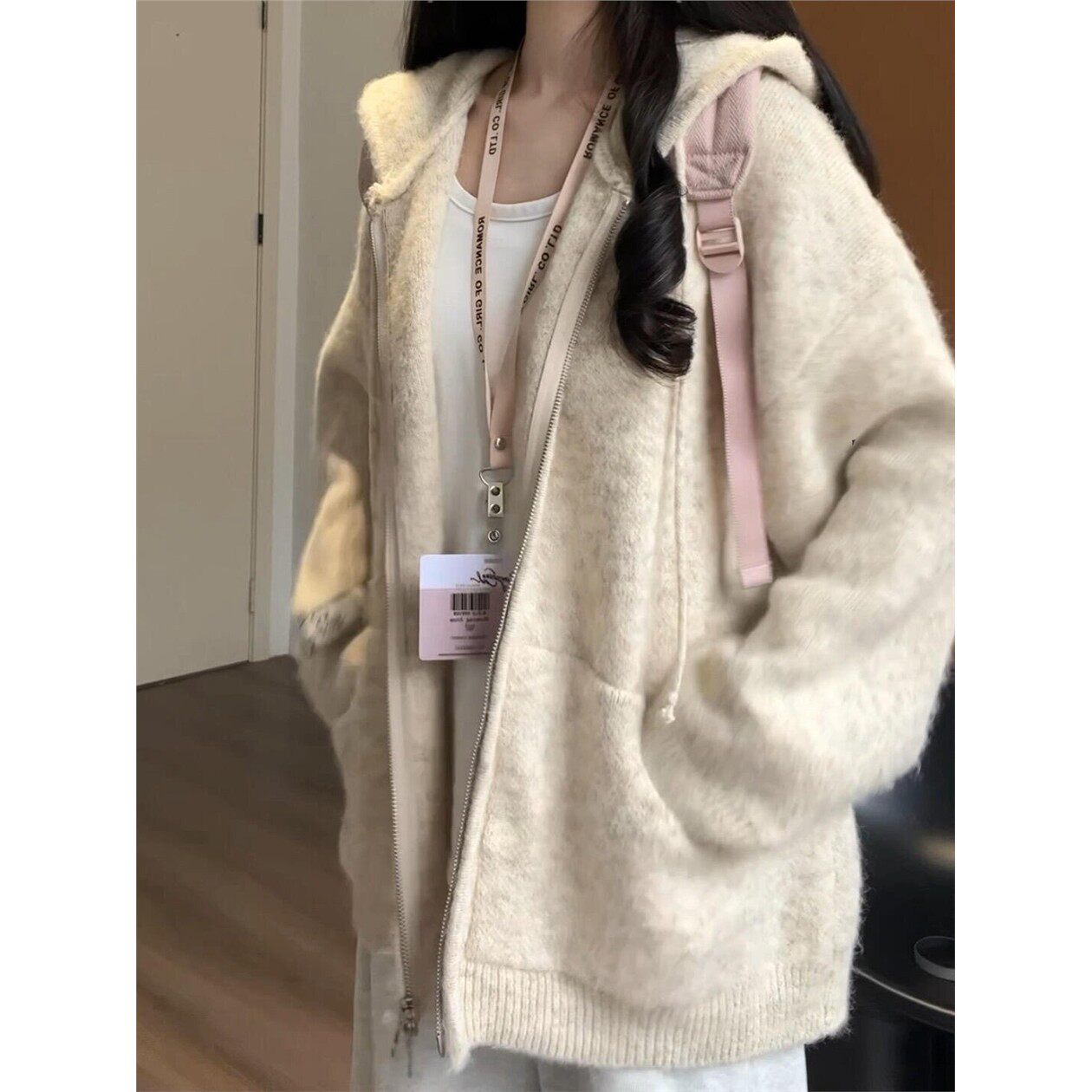慵懒感软糯连帽针织卫衣开衫女秋冬松弛感外搭宽松韩系毛衣外套潮