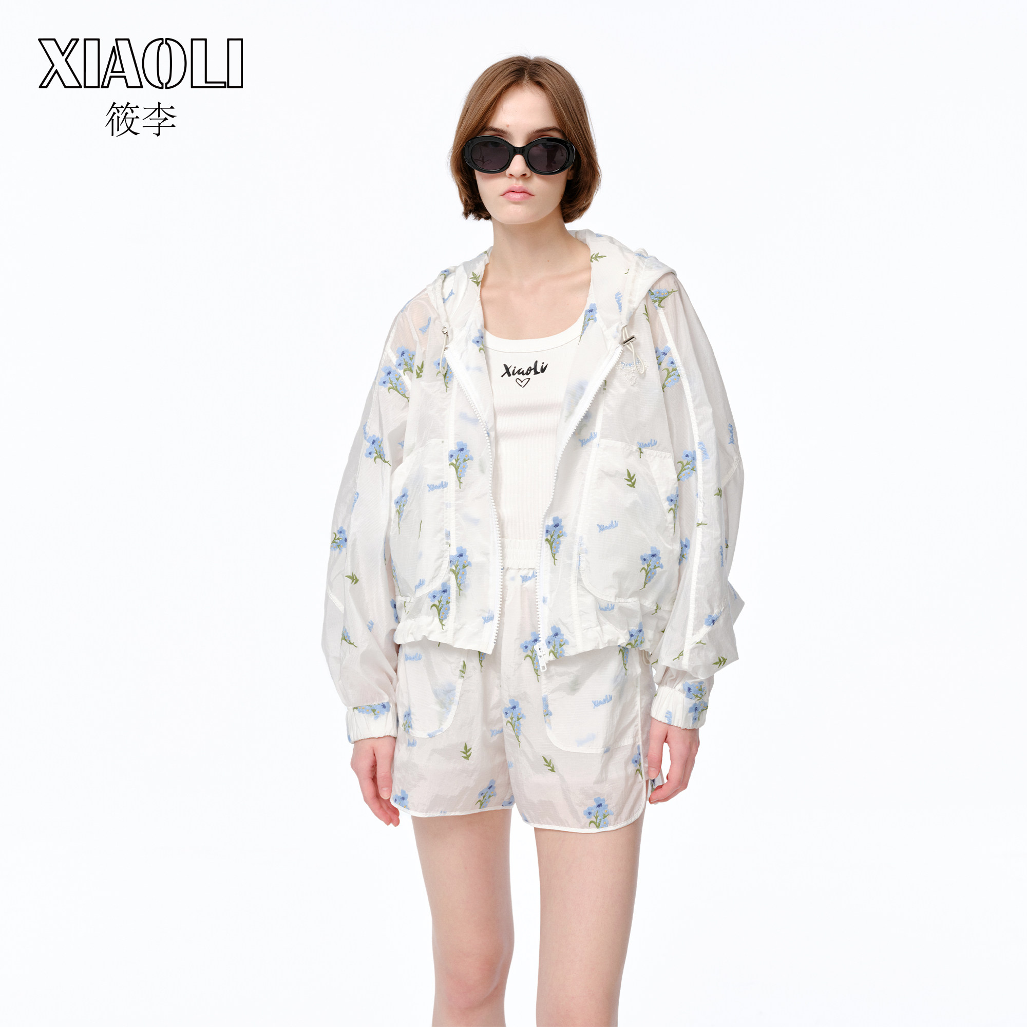 XIAOLI筱李 春夏新品小苍兰刺绣运动风短外套户外穿搭