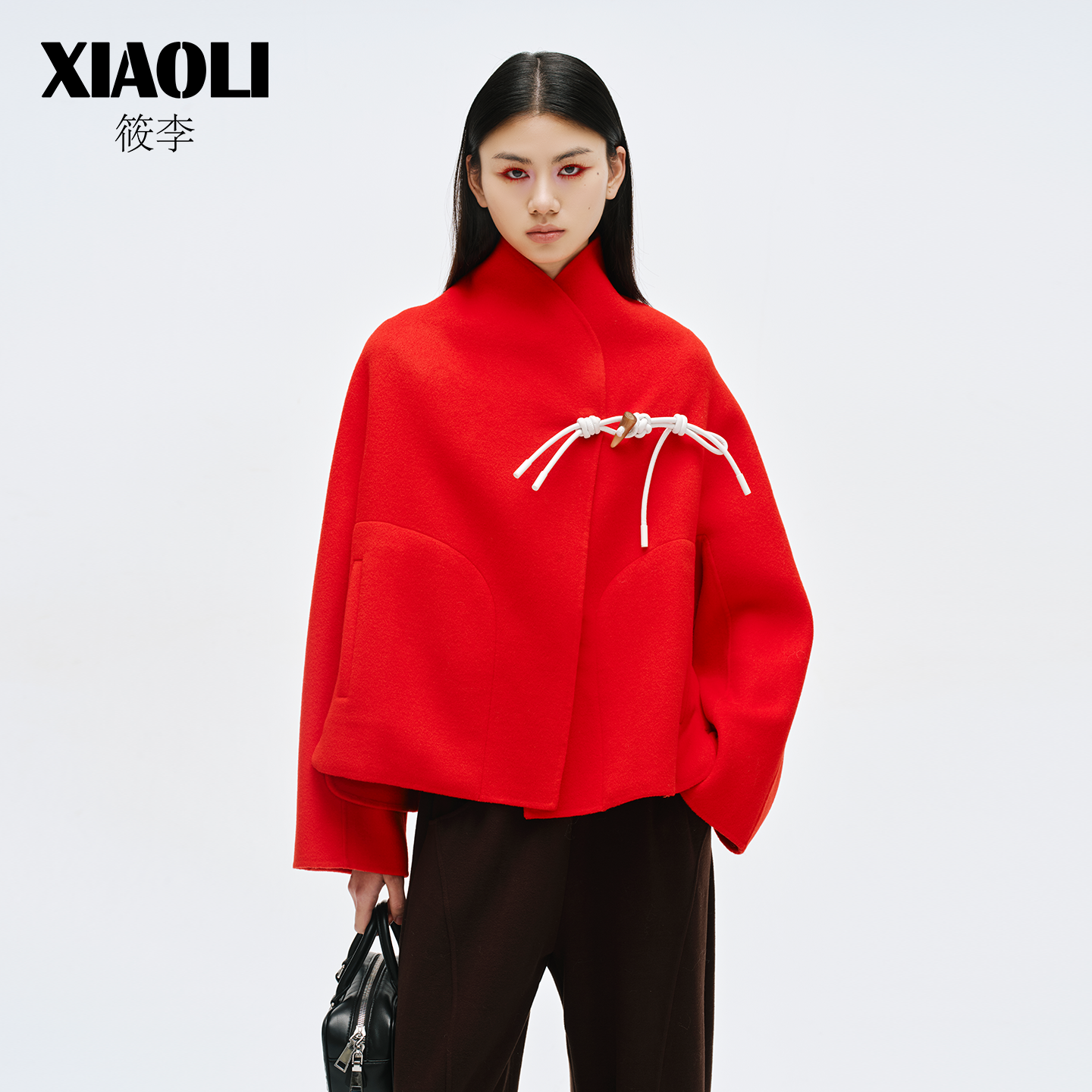 【春晚李纯同款】XIAOLI筱李26早春战袍宽松中式毛呢羊毛短外