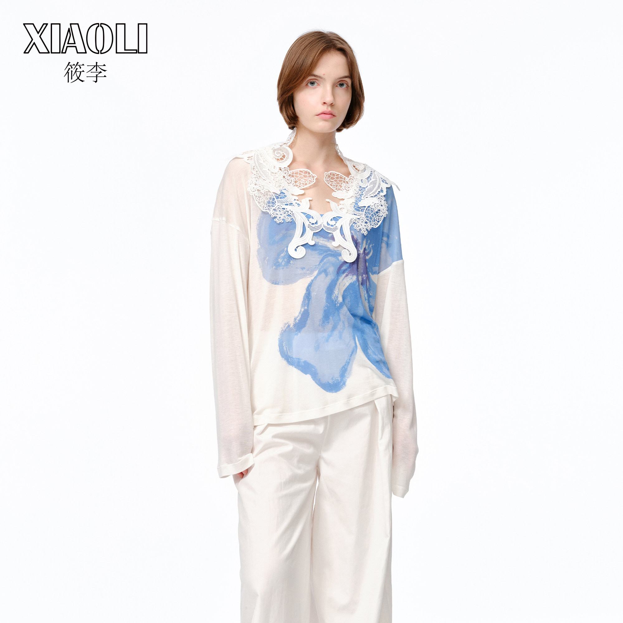 混色浮线设计马海毛针织短开衫