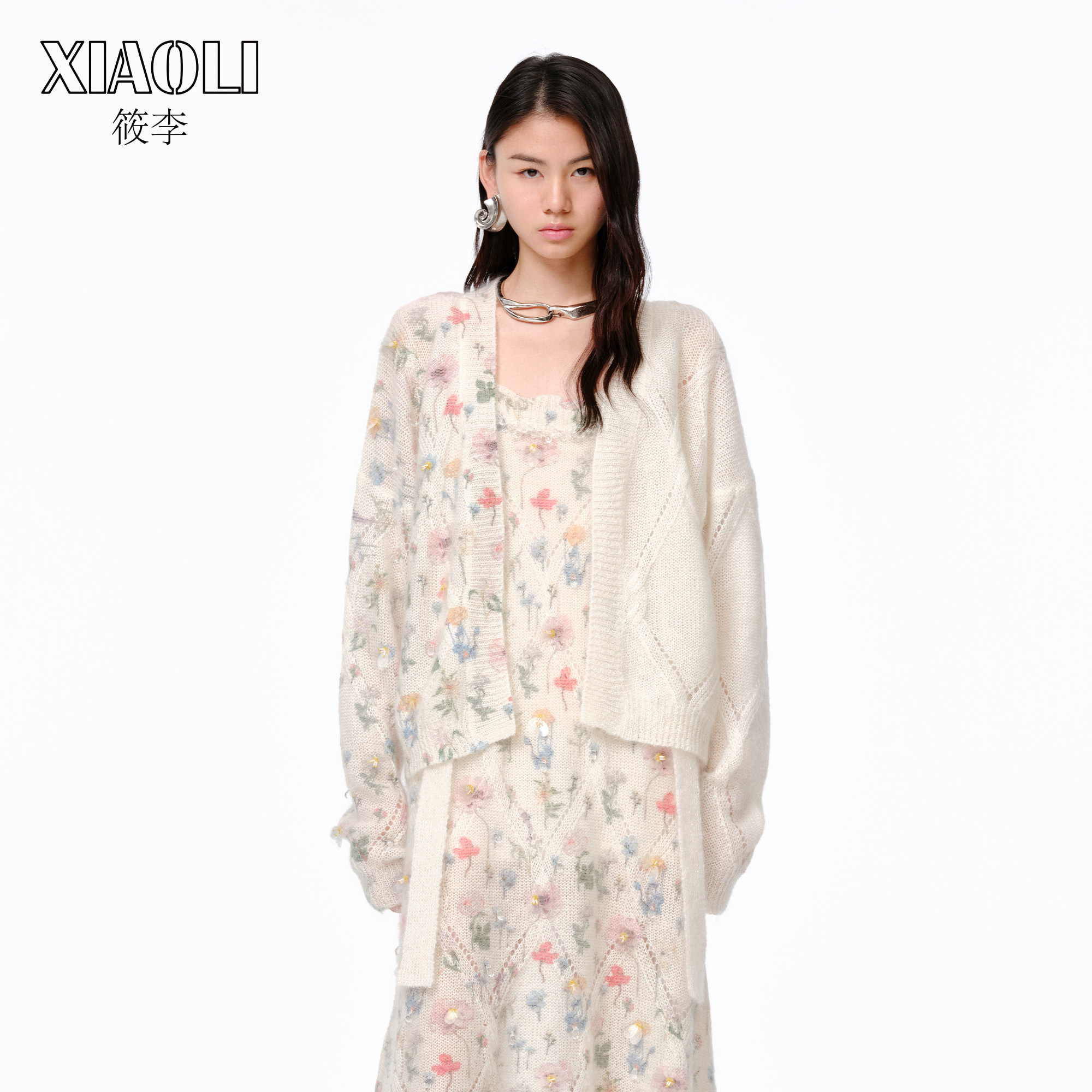 【设计师品牌XIAOLI筱李】繁花系列立体花朵手工钉珠拼接针织开