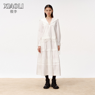 饰塔克工艺连衣裙25秋新品 优雅气质通勤白色蕾丝装 XIAOLI筱李