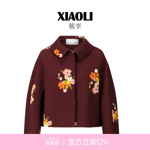 XIAOLI筱李印花落肩袖羊毛短外套