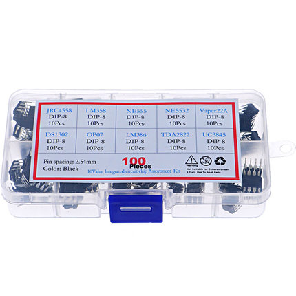 10种100个常用IC集成电路芯片DIP-8直插LM358 NE555 OP07电子元件