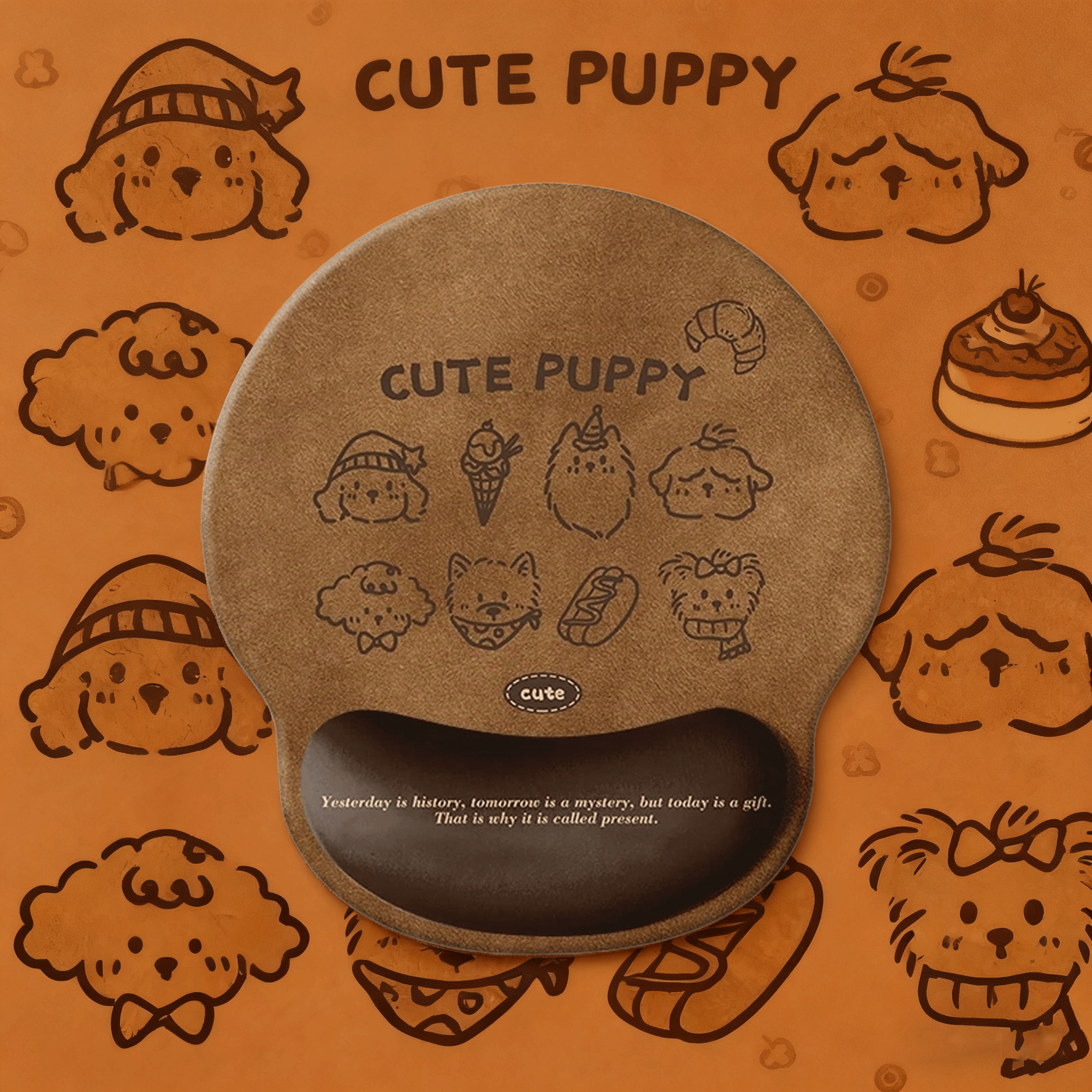 卡通可爱小狗护腕鼠标垫子女生保护手腕托一体电脑键盘垫办公桌垫