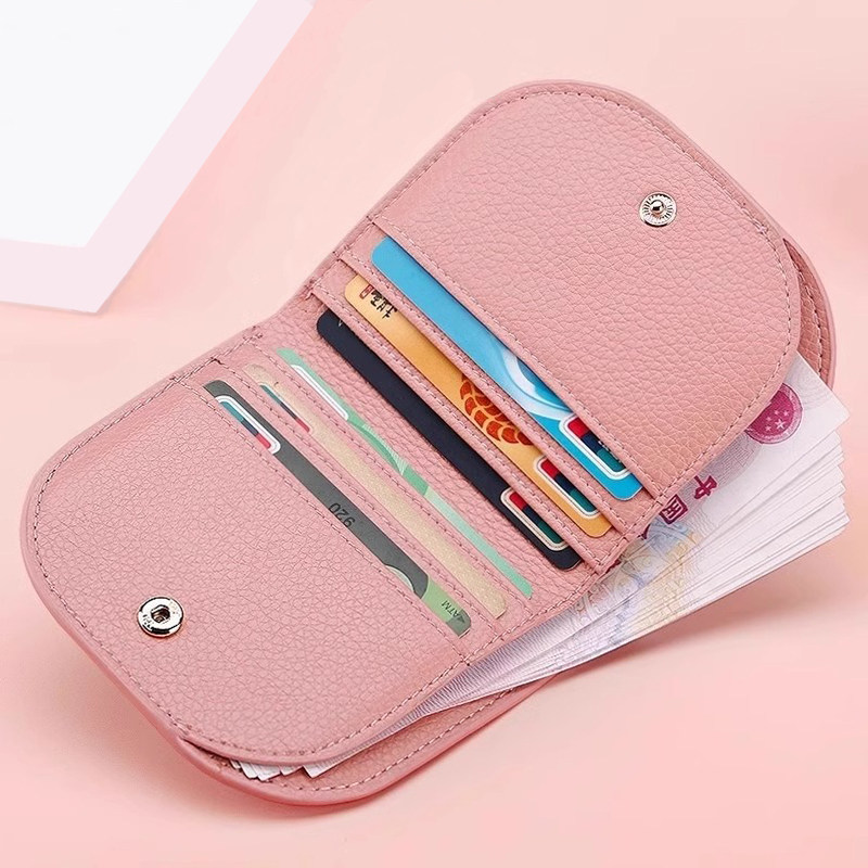 超薄钱包女式短款小折叠真皮质感拉链迷你零钱包薄款钱夹小巧卡包