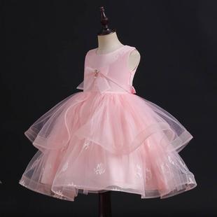 花童婚纱公主裙短礼服女童无袖白色晚礼服童装小童网纱裙