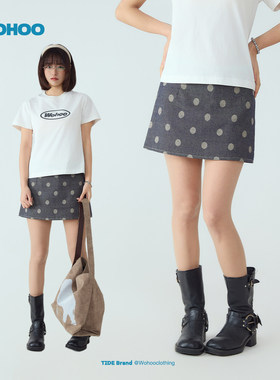 wohoo波点半身裙女2026新款早春简约通勤穿搭超好看半身短裙女装