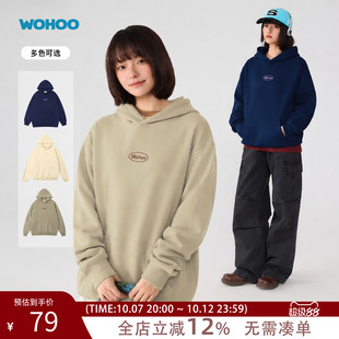 wohoo卫衣T恤针织衫男女情侣款宽松印花套头长袖休闲上衣