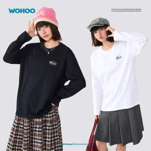 wohoo纯棉长袖打底衫男女同款