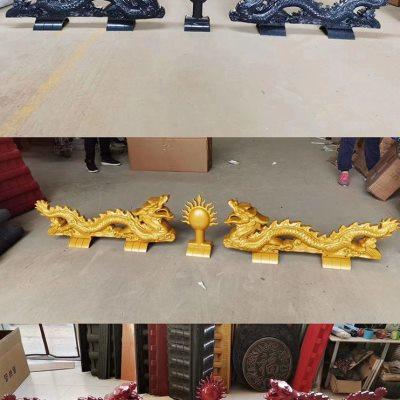 树脂瓦配件二龙戏珠 祖庙祠堂屋顶造型 中式古建屋脊配件双龙戏珠