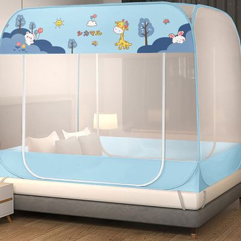 新款免安装蒙古包蚊帐宿舍单人15m双人家用方顶18m床蚊帐全底防摔