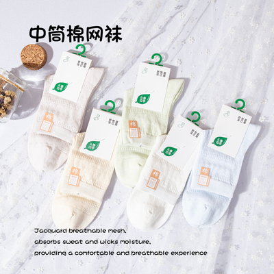 永春精梳棉网眼女短袜5双棉袜薄