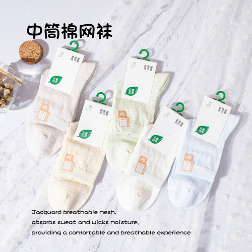 永春精梳棉网眼女短袜5双棉袜薄