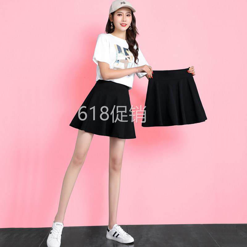 黑色半身裙女夏季薄款小黑裙 春秋小摆裙百褶高腰显瘦a字裙短裙子