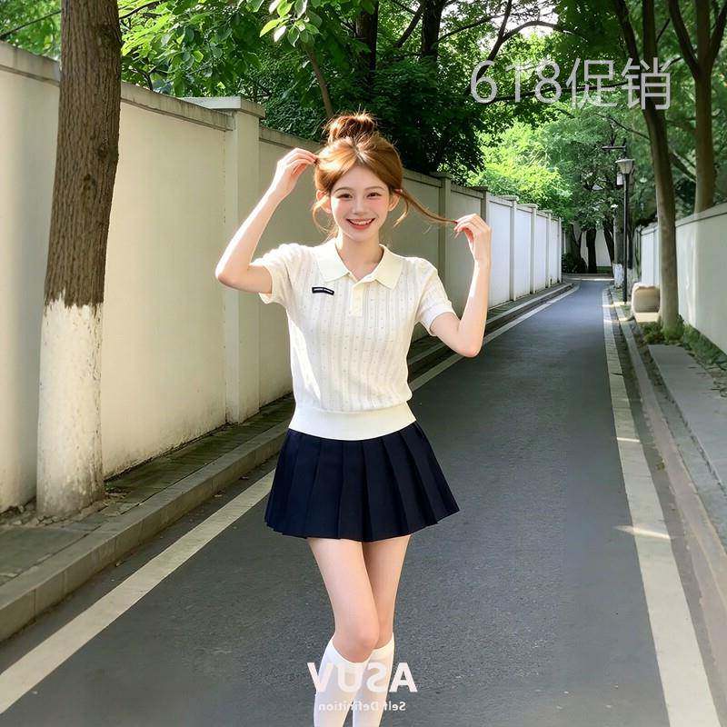 夏天巨好看的韩系穿搭一整套学院风连衣裙夏日绝美俏皮小个子套装
