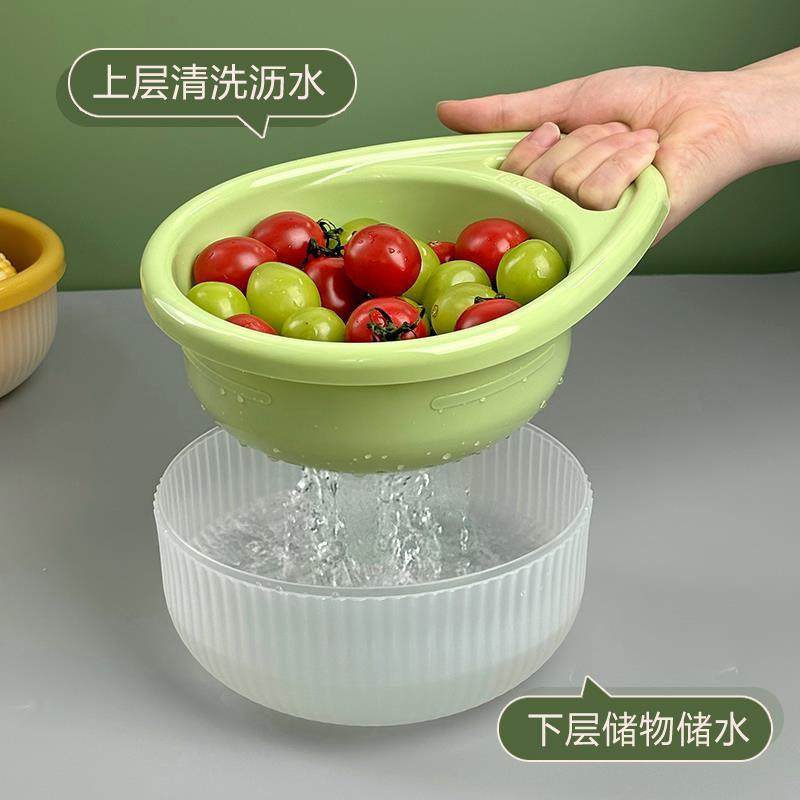 双层手提果蔬沥水篮清洗瓜果盆蔬菜篮子加厚加大厨房可提式洗菜盆,餐饮具,果盆/果盘/果篮,淘宝优惠券,粉丝福利购,淘宝优惠卷