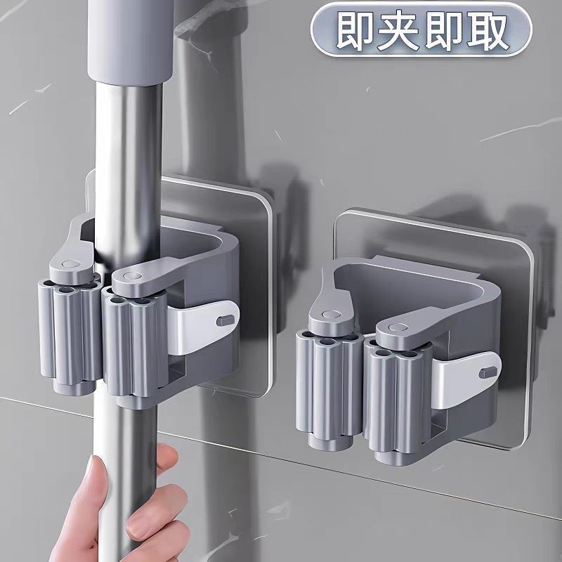 拖把架挂钩免打孔挂壁拖布夹卡扣卫生间浴室扫把强力收纳架子粘钩