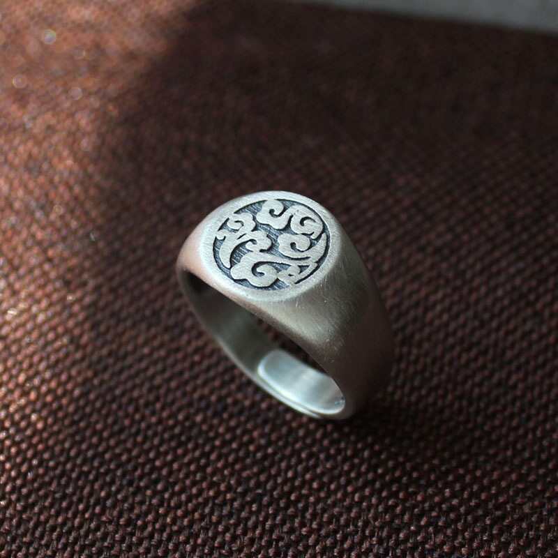 新款祥云戒指男复古文艺宽面图腾