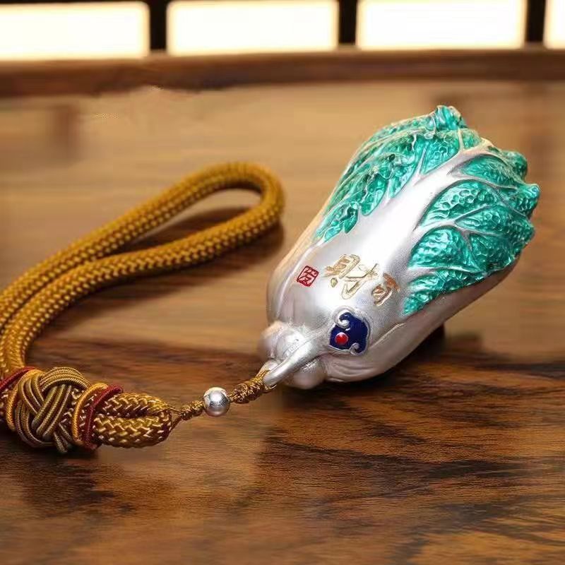 新款白菜吊坠手把件财道摆件男女