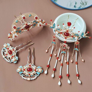 汉服发饰长流苏秀禾发簪顶簪古风头饰全套超仙簪子少女发插配饰品