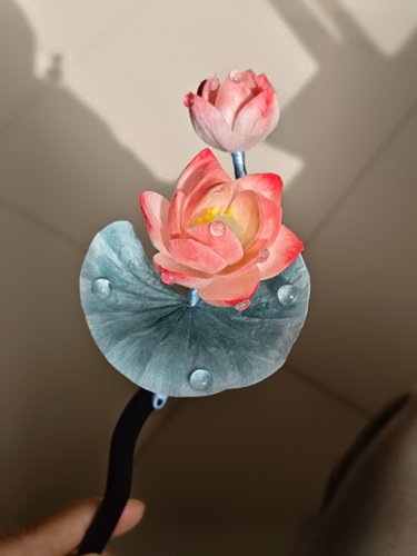 蚕丝手工非遗绒花荷花簪子古风汉服盘发竹子发簪花朵旗袍复古发饰