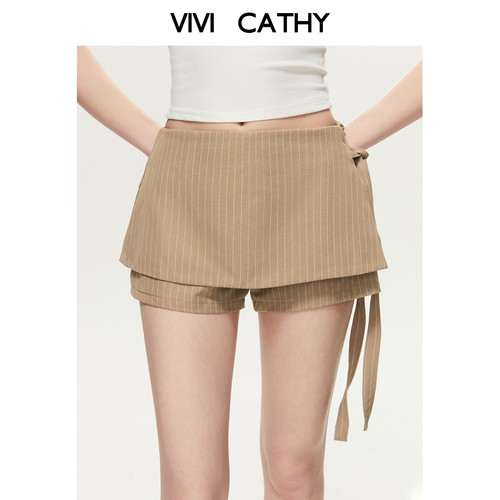 VIVICATHY夏季蝴蝶结绑带裙裤