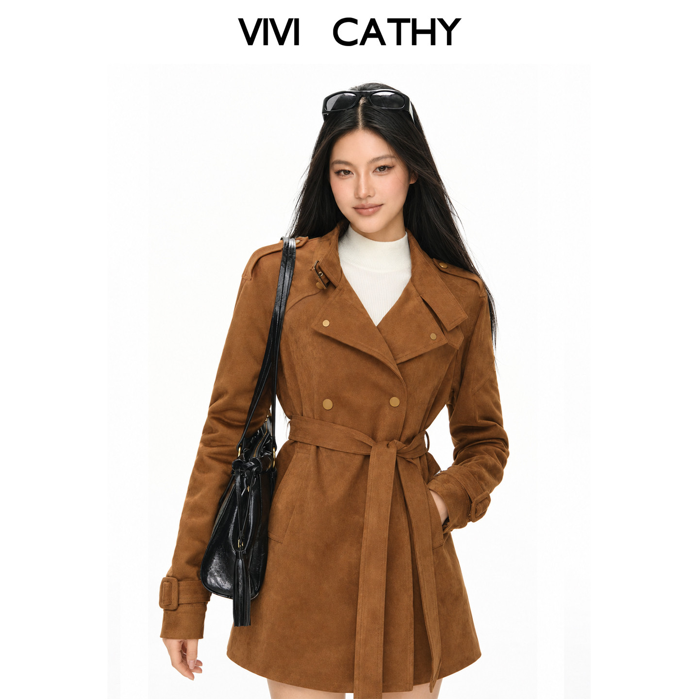 VIVICATHY韩系宽松高级感小个子风衣女2026秋新款中长款休闲外套