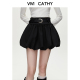 VIVICATHY花苞裙黑色半身裙女装 2025秋冬新款 显瘦设计感蓬蓬短裙