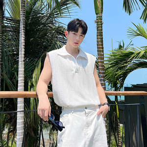 2024夏季宽松廓肩休闲编织立体条纹背心两色 M10306 P65图片