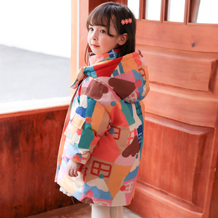 2023冬季 兒童女童中長款 加厚羽絨服洋氣女寶寶款 寬松保暖外套 新款