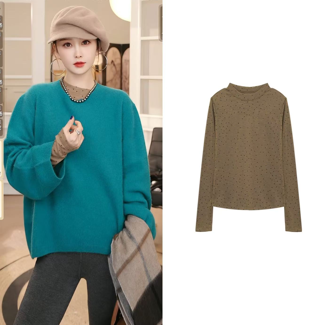 【粉红爷爷】波点简约百搭长袖T恤3T11WK059