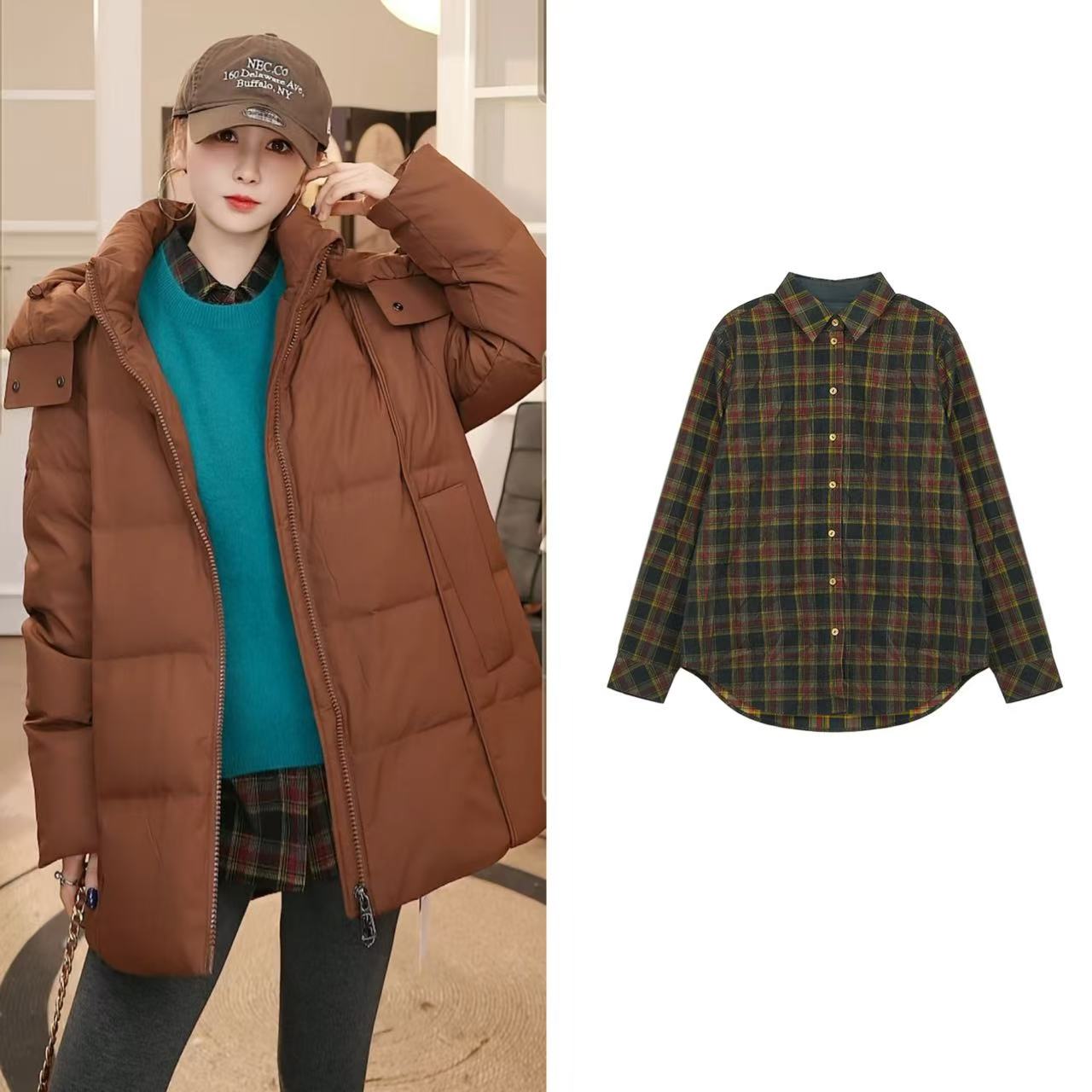 【粉红爷爷专享】意大利进口面料复古格子长袖衬衫3S264C176