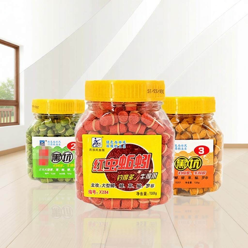 西部风鱼饵 皮筋颗粒120克红虫蚯蚓皮筋颗粒鲫鲤草鱼鳊饵料