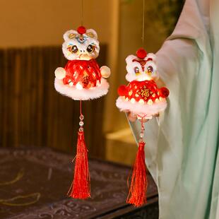 新款蛇年醒狮竹编小灯笼2025diy儿童发光古风新年挂饰元宵春节