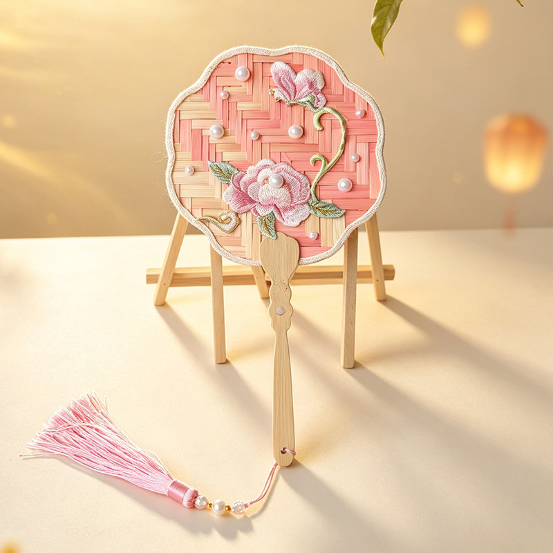 竹编扇子非遗手工DIY制作材料包团扇复古式蒲扇暖场亲子团建活动