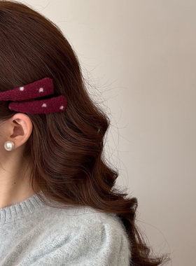 一对装~韩系红色波点发夹高级感精致简约bb夹秋冬碎发夹侧边发卡