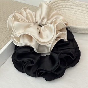 缎面褶皱木耳边大肠发圈气质马尾发绳绑丸子头头绳新款 高级感头花